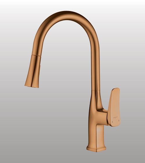 Brushed Rose Gold Brass Pull-Out Table-Mounted Sink Mixer, Flows : Shower and Foam – Aquant India